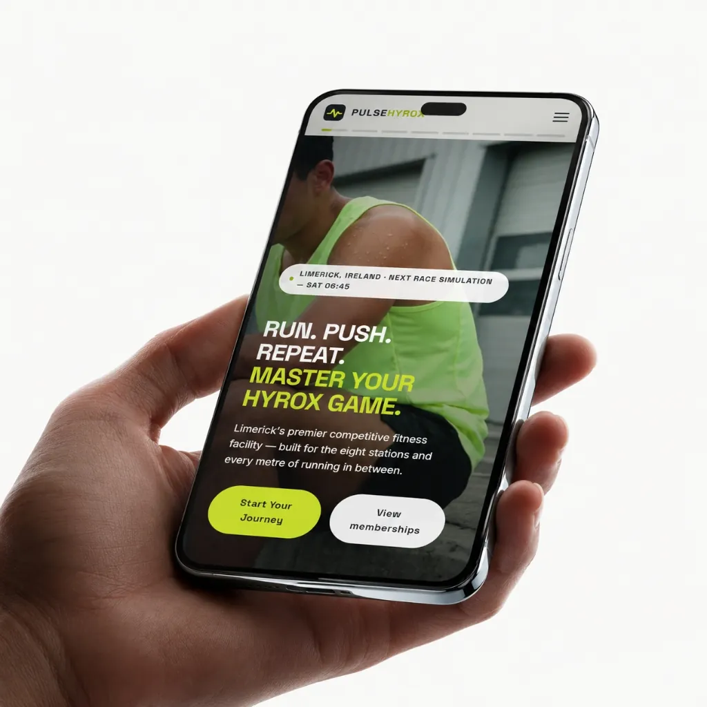 Pulse Hyrox booking flow shown on a phone