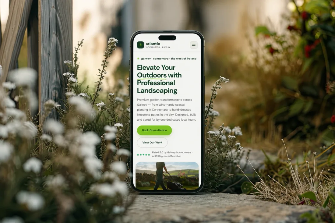 Atlantic Landscaping Galway — Bespoke Landscaping & Garden Design website built by Gillty Design